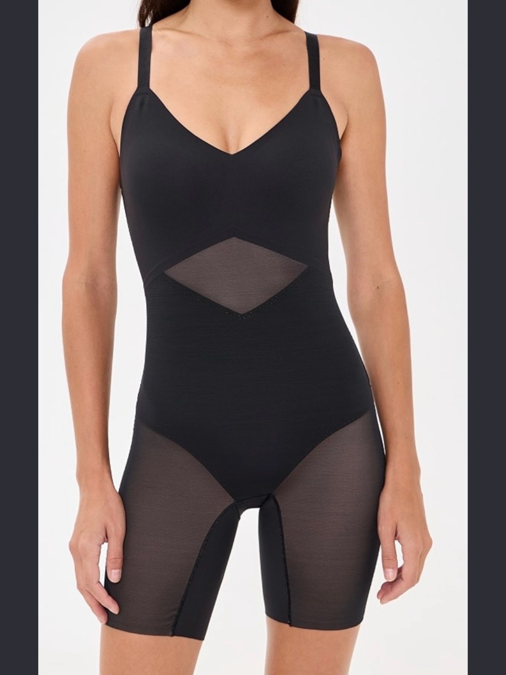Honeylove Superpower Mid-Thigh Bodysuit Black Medium NWT